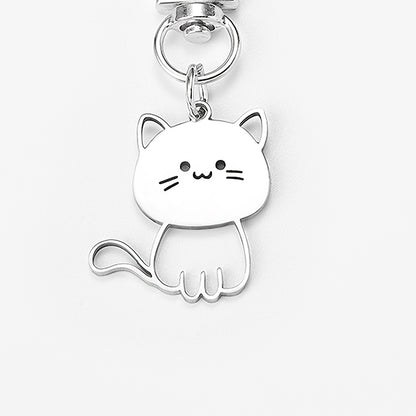 "1 new Japanese-style stainless steel keychain for cats, cute cat pendant, couple key chain pendant"