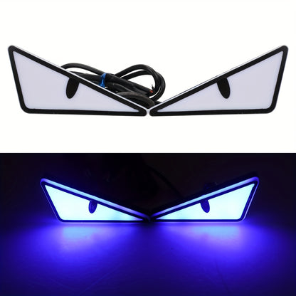 2-Piece LED Eagle Eye Lights, Triangular Devil Eyes, Fun Atmosphere Lights, High-Brightness Safety Driving Auxiliary Lights, 12V Devil Eye Neon Lights, Suitable for Cars and Motorcycles, High-Brightness Neon Lights