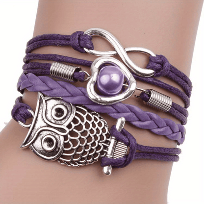 European and American Fashion Jewelry Owl Heart Number 8  Braided Bracelet