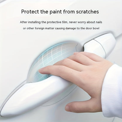 A Collection of 8 Clear Protective Films for Door Handles, Designed to Prevent Scratches on Car Door Bowls. They Are Easy to Apply, Long-Lasting, Waterproof, And Serve As Transparent Paint Protection Stickers - a Perfect Christmas Present