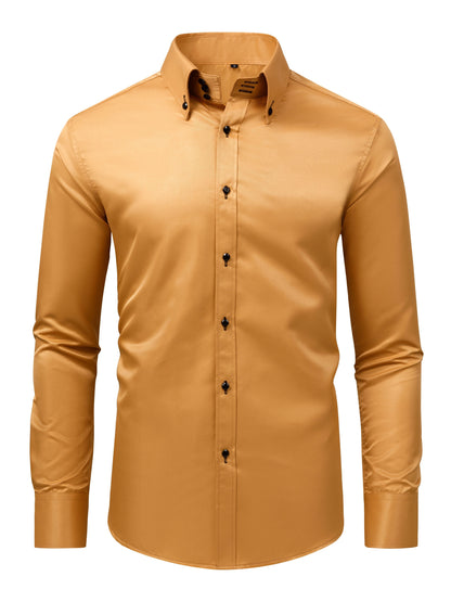 Men' S Shirt with Diamond Buttons, Elegant Solid Color for Wedding, Party, Business, Daily Wear