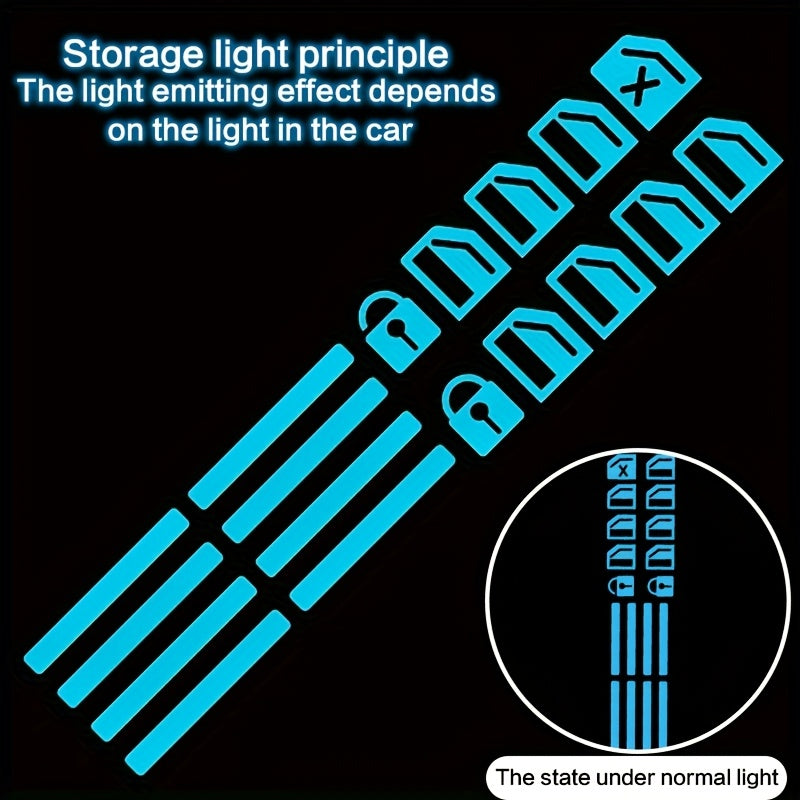 1 Set of Universal Car Window Button Glow Stickers - Fluorescent Green, Blue, And Orange Functional Button Decals Suitable for Automotive Interior Additions