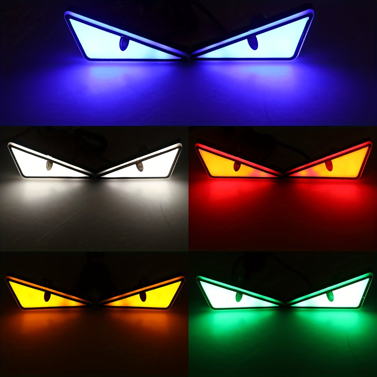 2-Piece LED Eagle Eye Lights, Triangular Devil Eyes, Fun Atmosphere Lights, High-Brightness Safety Driving Auxiliary Lights, 12V Devil Eye Neon Lights, Suitable for Cars and Motorcycles, High-Brightness Neon Lights