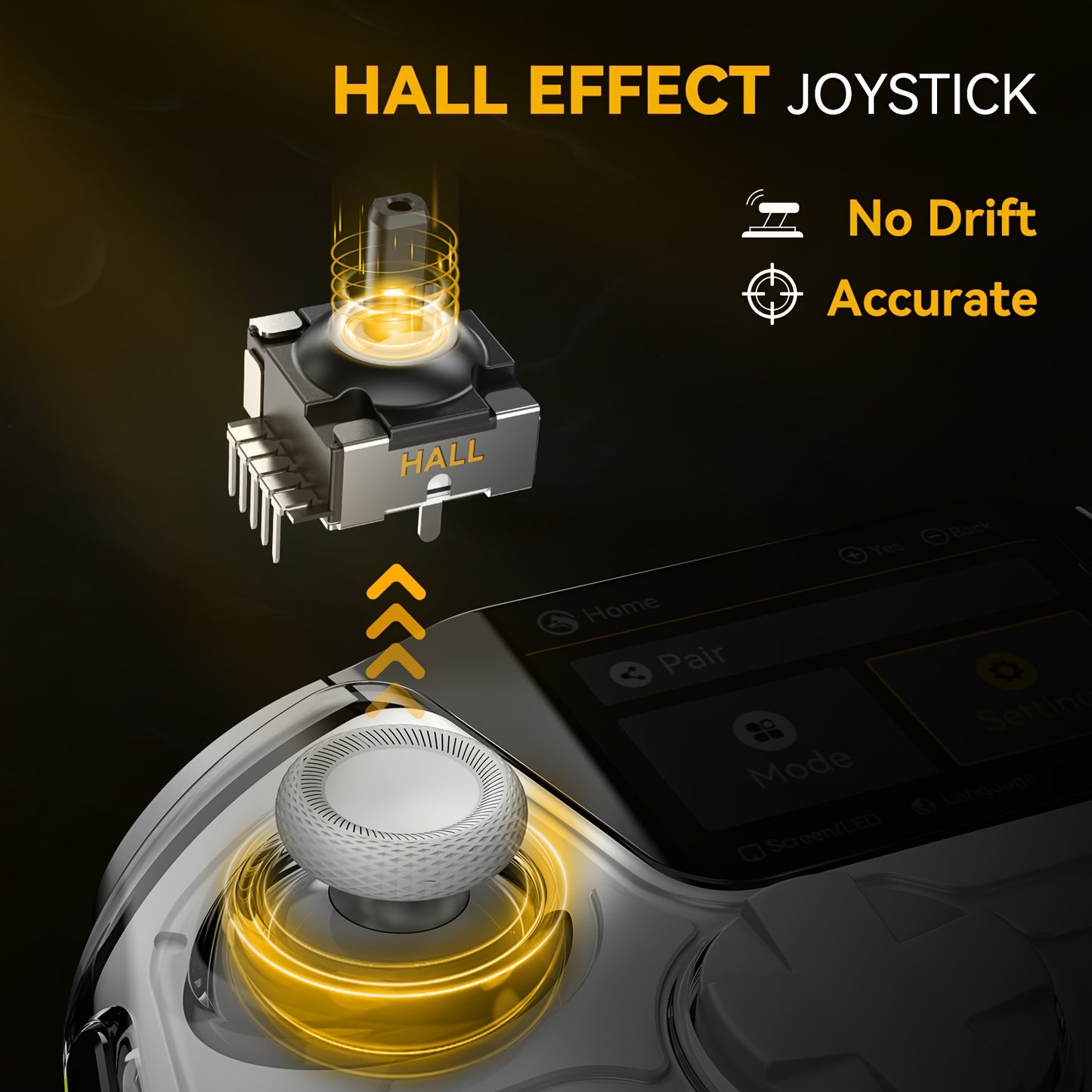 Interactive Screen Wireless Gaming Controller, Hall Effect Stick & Trigger, RGB Lighting, Remappable Buttons, for iOS/Switch/PC/Android/Steam Deck, 1800mAh with Charging Dock-V2, White, (No Drift) 【Notice】Not Compatible with Xbox and PS5
