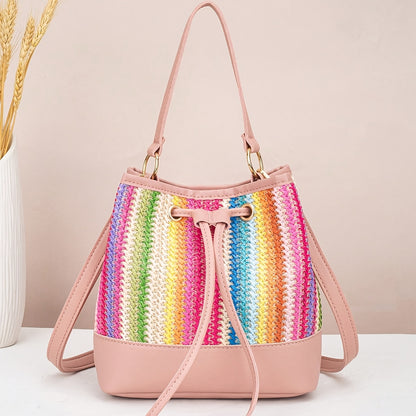 Woven Bucket Bag for Women, Perfect for Summer with a Hollow Design, Suitable for Casual Outings And Beach Trips