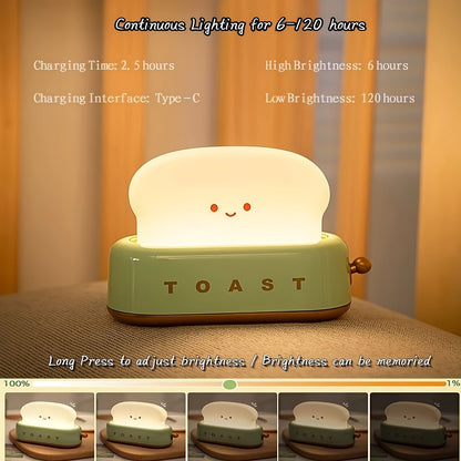 Staaricc USB Rechargeable Cute Toaster Shape LED Table Lamp, Heartwarming Decorative Table Lamp Toast Bread LED Night Light Creative Design Bread Night Light Suitable for Family Use Perfect Birthday Christmas Gift(Green/Orange/Pink)