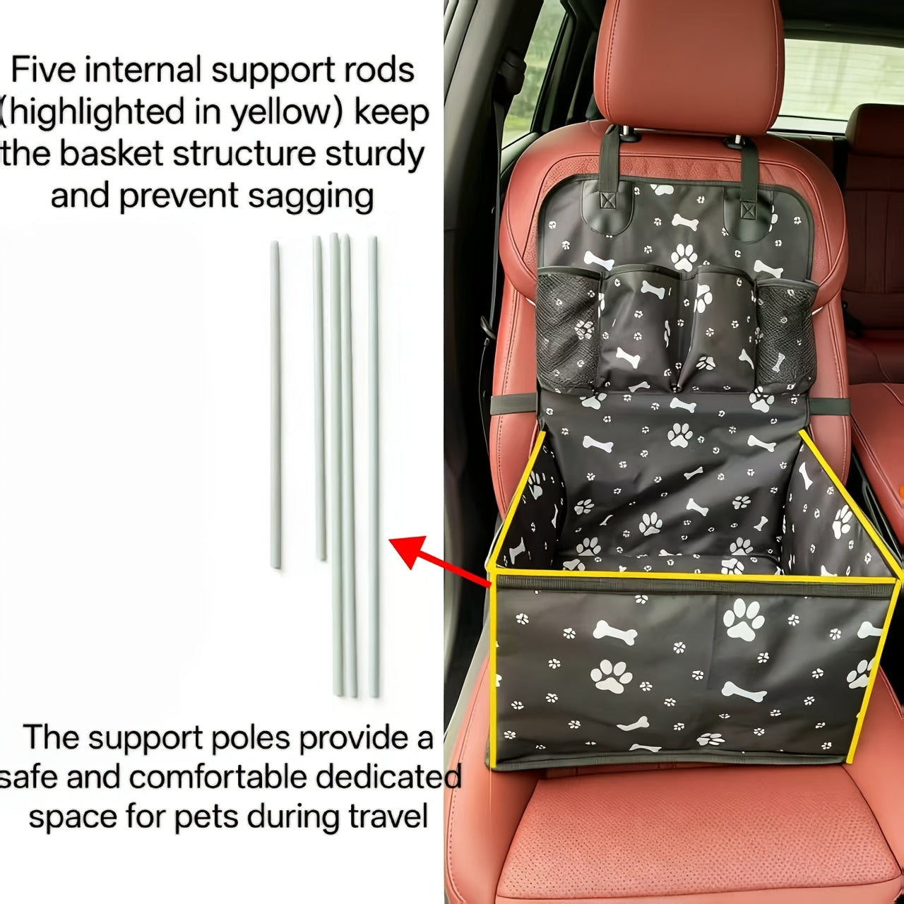 PetSafe & Travel Essentials | Durable Polyester Car Front Seat Dog Basket - Scratch-Resistant Pet Mat for Travel, with Side Pockets and Seat Belt Cover for Secure Transport, Dog Car Sea