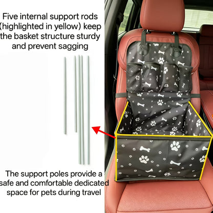 PetSafe & Travel Essentials | Durable Polyester Car Front Seat Dog Basket - Scratch-Resistant Pet Mat for Travel, with Side Pockets and Seat Belt Cover for Secure Transport, Dog Car Sea