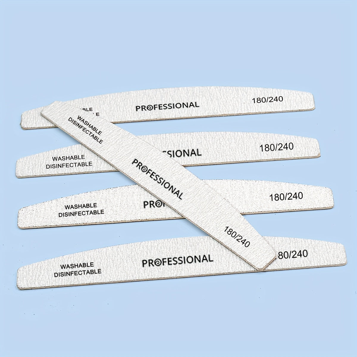 5-Pack Professional Wood Nail Files And Buffers Set - Dual Grit 180/240 Coarse Fine, Washable And Disinfectable, Unscented Manicure Tools for Shaping And Smoothing Nails, For Toenail& Foot Clean