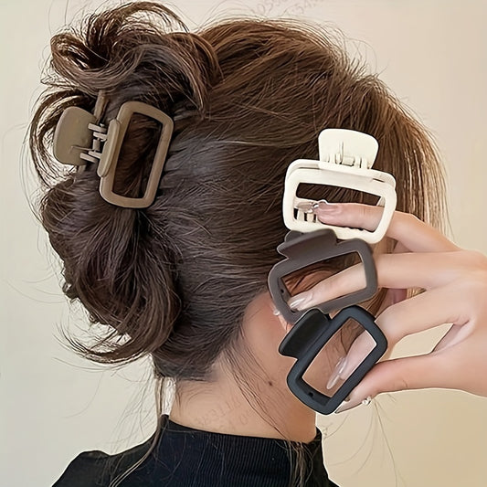 4pcs Matte Square Hair Claws - Minimalist Rectangular Hair Clips for Updos, Half-Up Styles & Everyday Casual Wear, Durable Non-Slip Hair Accessories for Women & s, Hairstyle Support Tools, Sturdy Grip Clips