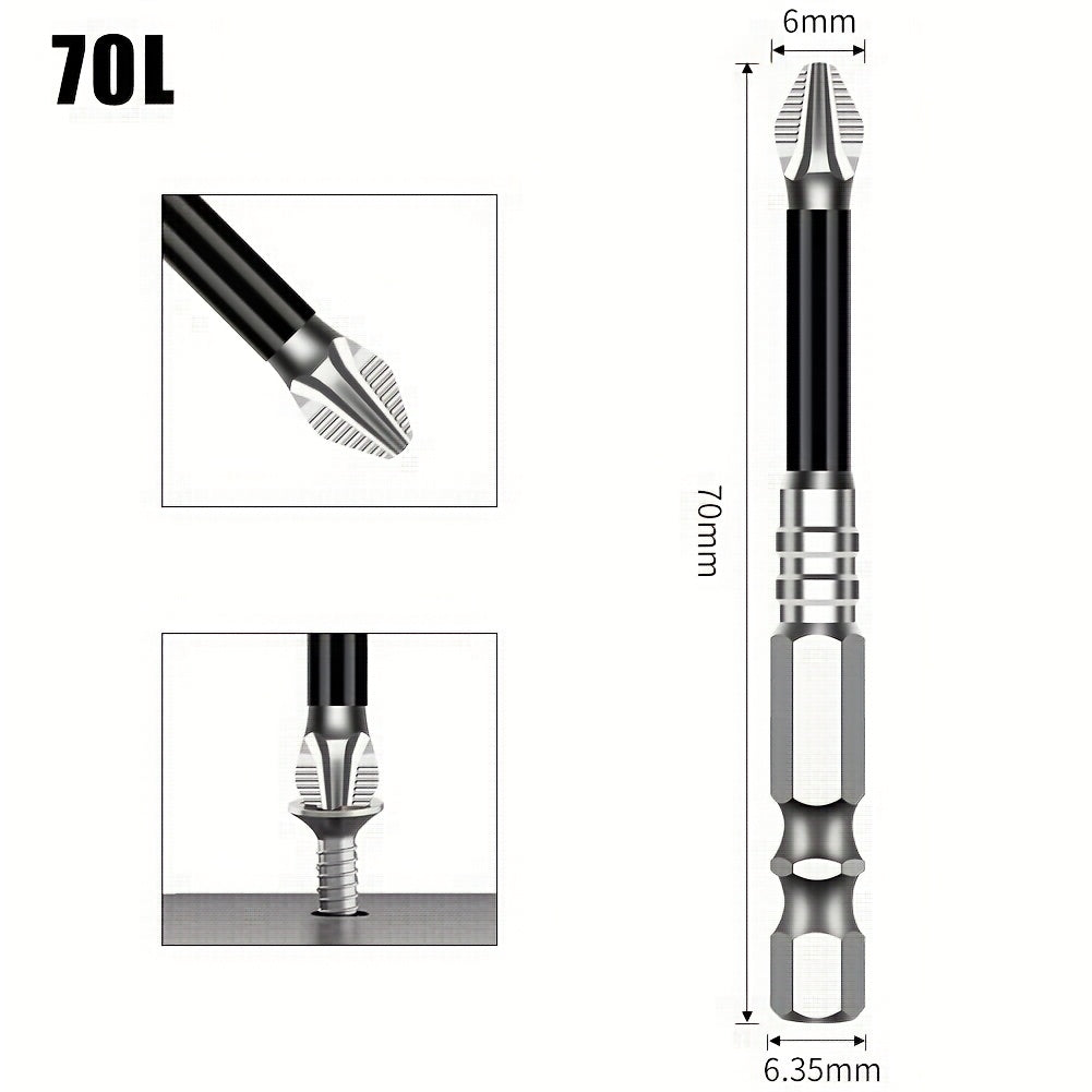 High Hardness Metal JGZUI S2 Strong Magnetic Precision Screwdriver Bits - Non-Slip Cross Torx, No Battery Required, Magnetic Tip for Electric Drills
