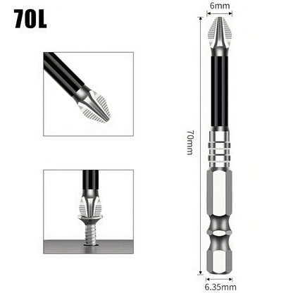 High Hardness Metal JGZUI S2 Strong Magnetic Precision Screwdriver Bits - Non-Slip Cross Torx, No Battery Required, Magnetic Tip for Electric Drills