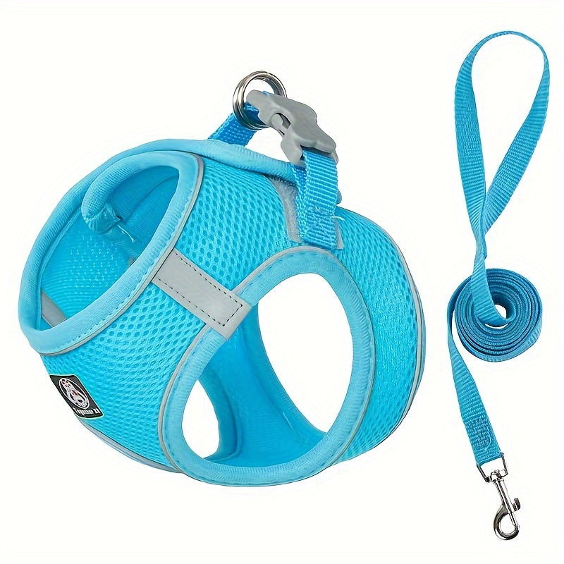 Pet Harness And Leash Set, Reflective And Breathable Vest-Style, Small to Medium-Sized, Without Battery