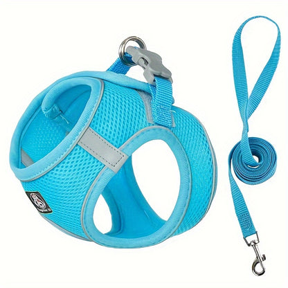 Pet Harness And Leash Set, Reflective And Breathable Vest-Style, Small to Medium-Sized, Without Battery