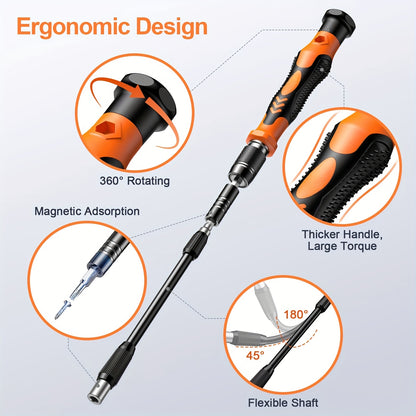 117in 1 Precision Screwdriver Set/Tool Gifts for Men/Mini Repair Tool Kit with Torx Triwing Bits/Repair for Computer, Macbook, Laptop, Glasses/Screwdriver Bits Are Made of High-quality, Which Is Wear-resistant and Has High Hardness