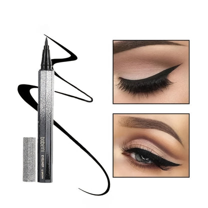 [1pc Waterproof Black Eyeliner Pen] 1pc Long-Lasting Waterproof Black Starry Sky Eyeliner Pen with Sponge Tip - Smooth and Quick-Drying for Beautiful Eye Makeup