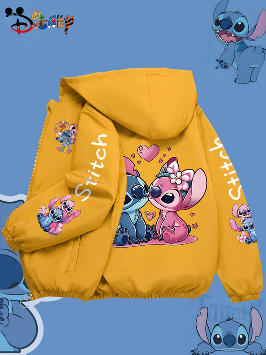 Disney Autumn Windproof Jacket for, Cute Stitch Print Hoodie, Unisex Zip-Up Outerwear, Youth Fashion Versatile Hooded Sweatshirt, Outdoor Casual Sports Jacket, Essential Gift for Holidays, Birthdays, Parties, Unisex for and, Korean Style Trendy