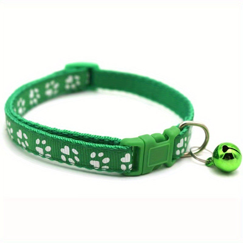 Pet Sticker Cloth Collar Dog Cat Collar Single Footprint Paw Print Bell Collar Cat Buckle Collar Burst Money Ring