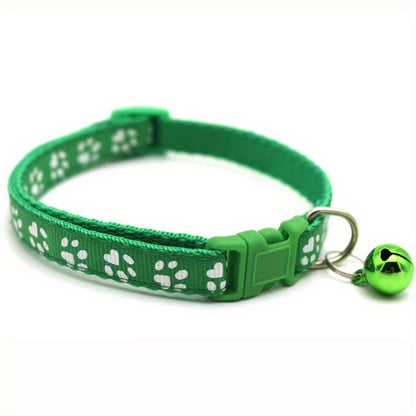 Pet Sticker Cloth Collar Dog Cat Collar Single Footprint Paw Print Bell Collar Cat Buckle Collar Burst Money Ring