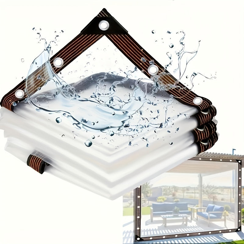 1pc Transparent Rainproof and Windproof Tarpaulin with Seal Ring, Outdoor Garden Transparent Rainproof Cover Windproof, Suitable for Garden and Chicken Coop Awning Plant Camping