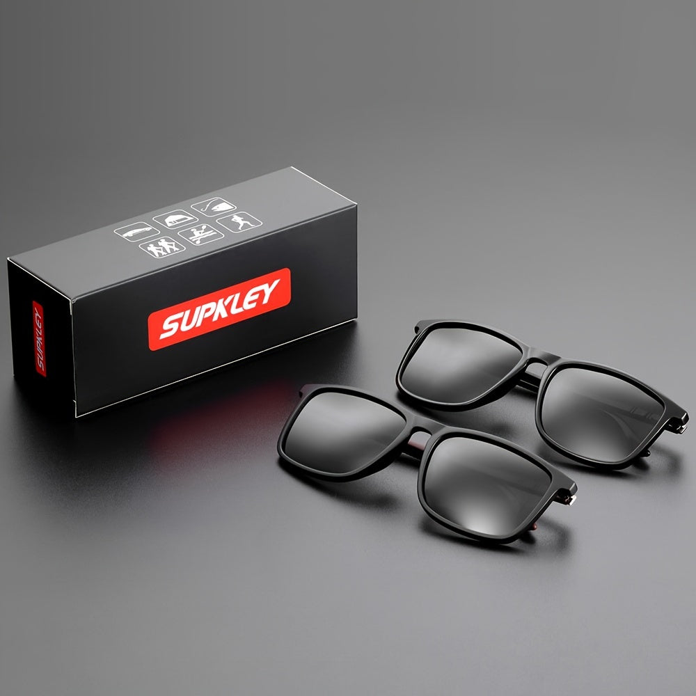 SUPKLEY Men'S Sports Sunglasses with Polarization, Lightweight Square Design, Comfortable Fit, Eyewear Accessory Comes with Original Packaging