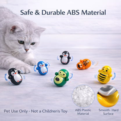 5pcs Cat Wobble Toys for Indoor Cats, Self-Righting Rolling Cat Toys, No Battery Required, Random Styles, Lightweight Plastic Cat Enrichment Toys Tailona