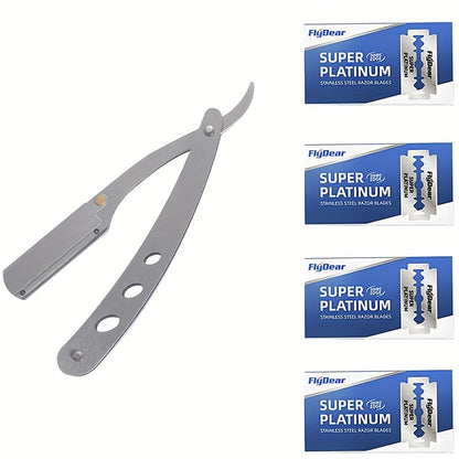 Set of Men'S Straight Razors with Folding Design for Shaving And Hair Removal, Complete with Blades