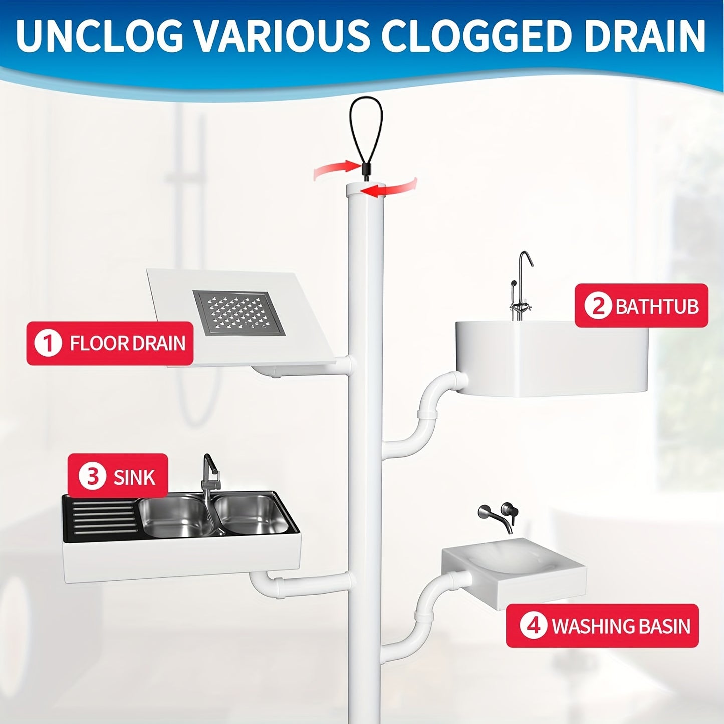 Extra Long Stainless Steel 3pcs Drain Clog Remover Hooks with Nylon Coating - Ideal for Bathroom Sink, Bathtub & Shower Drains