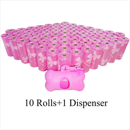 150 Bags/10 Rolls Extra Thick Dog Waste Poop Bag with Dispenser and Holder, Leak-Proof Durable Large Capacity Pet Cleanup Pouches in Beautiful Color Patterns, Convenient for Outdoor Use – Ideal Holiday or Birthday Gift