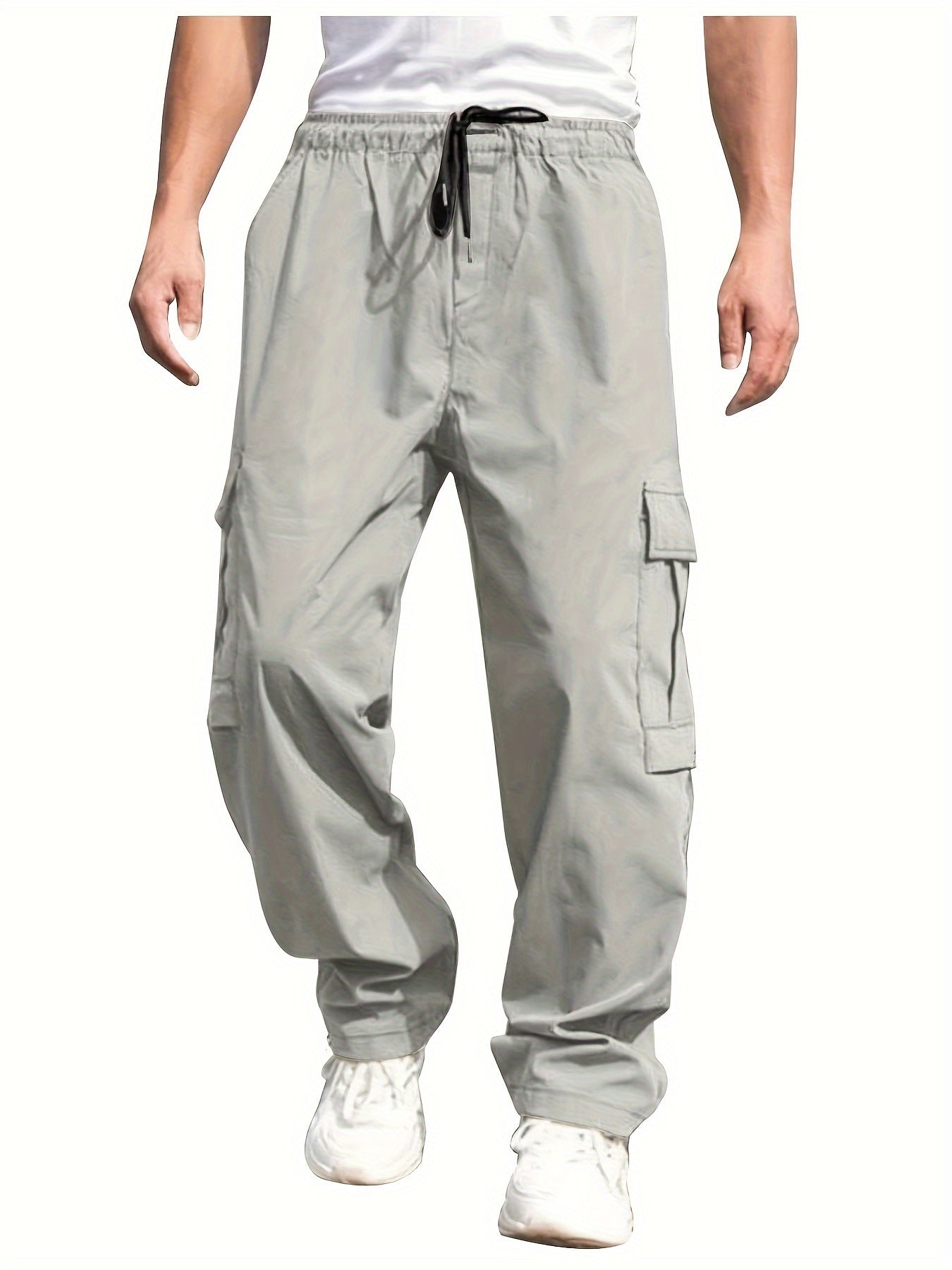 Men'S Stylish Loose Straight Casual Multi-Pocket Lightweight Work Pants for Spring And Autumn