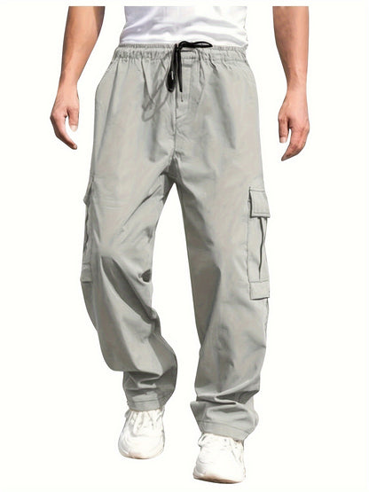 Men'S Stylish Loose Straight Casual Multi-Pocket Lightweight Work Pants for Spring And Autumn