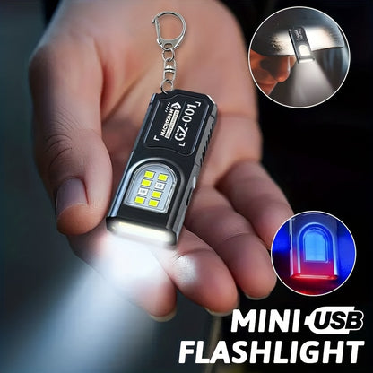 1pc Portable USB Charging Handsfree Flashlight | Mini Keychain Lamp with Bottom Magnetic, Pen Clip Design Headlight, 5 Light Modes, Multi Functional Emergency Lantern, Hanging Tent Light, for Travel, Camping, Fishing
