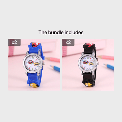Boys' & Girls' Cartoon Car & Superhero Quartz Watch/PVC Strap, Non-Waterproof, Battery-Powered, Colorful Design, Perfect for School, Playdates