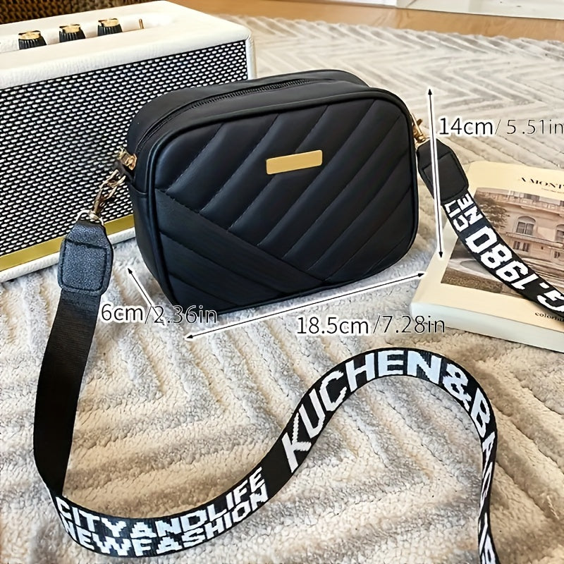 Quilted Square Crossbody Bag, a Classic Metal Zipper Wallet, Women'S Faux Leather Shoulder Bag, Roll Bar Camera Bag, Mobile Phone Pouch