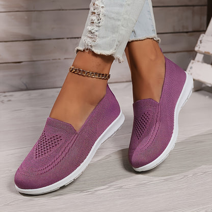 [Breathable Knitted Sneakers] Breathable Knitted Slip-On Sneakers | TLCAS2 Women's Casual Flat Sports Shoes