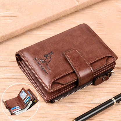 [RFID Wallet for Men] Luxury RFID Card Holder Wallet for Men, Featuring a Zipper Coin Purse And Made of Portable Faux Leather