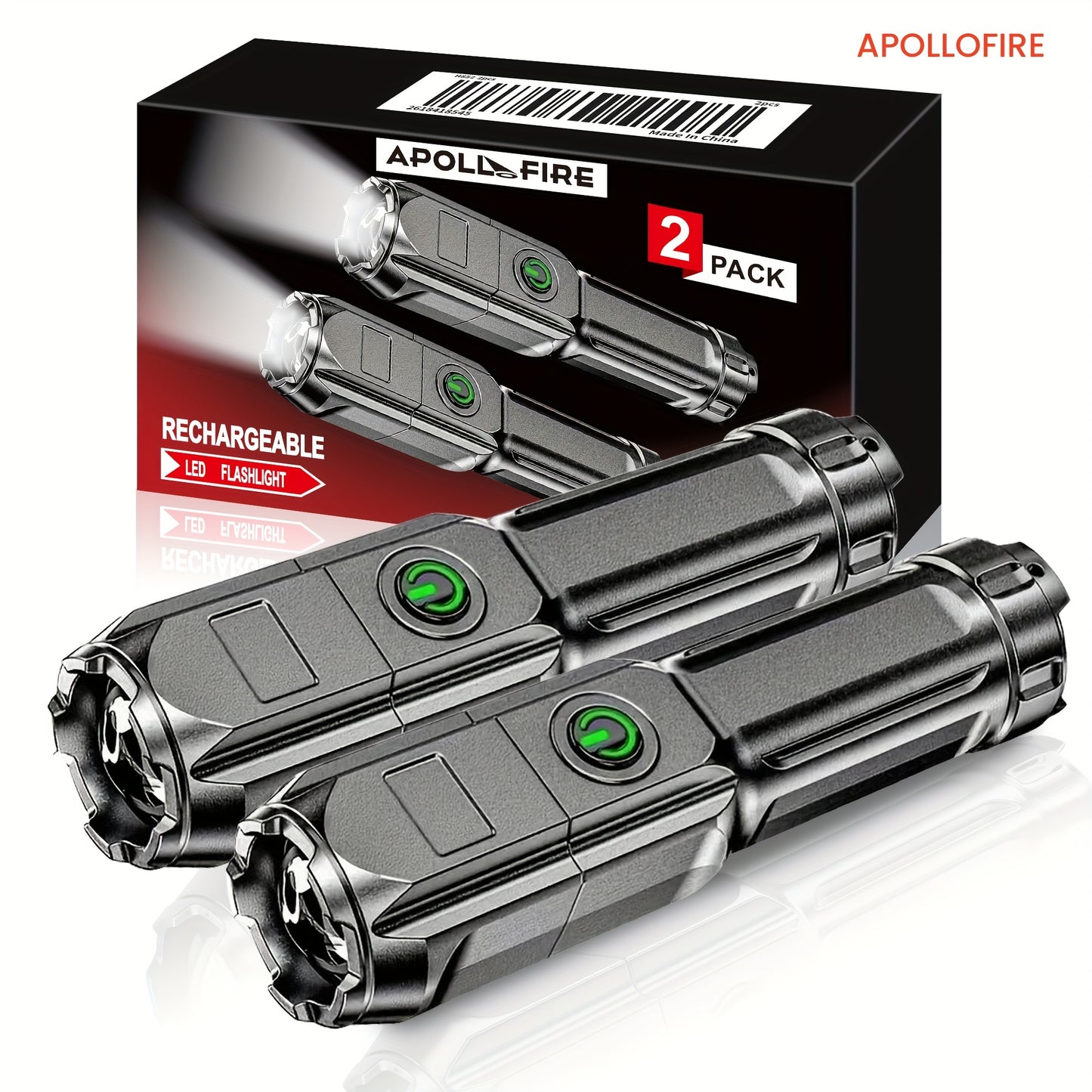 APOLLOFIRE Flashlight with Zoom & Focusable Beam - Portable, - Zooming Torch Suitable for Camping, Emergencies, Use - Compact & Powerful Flashlight, IPX4