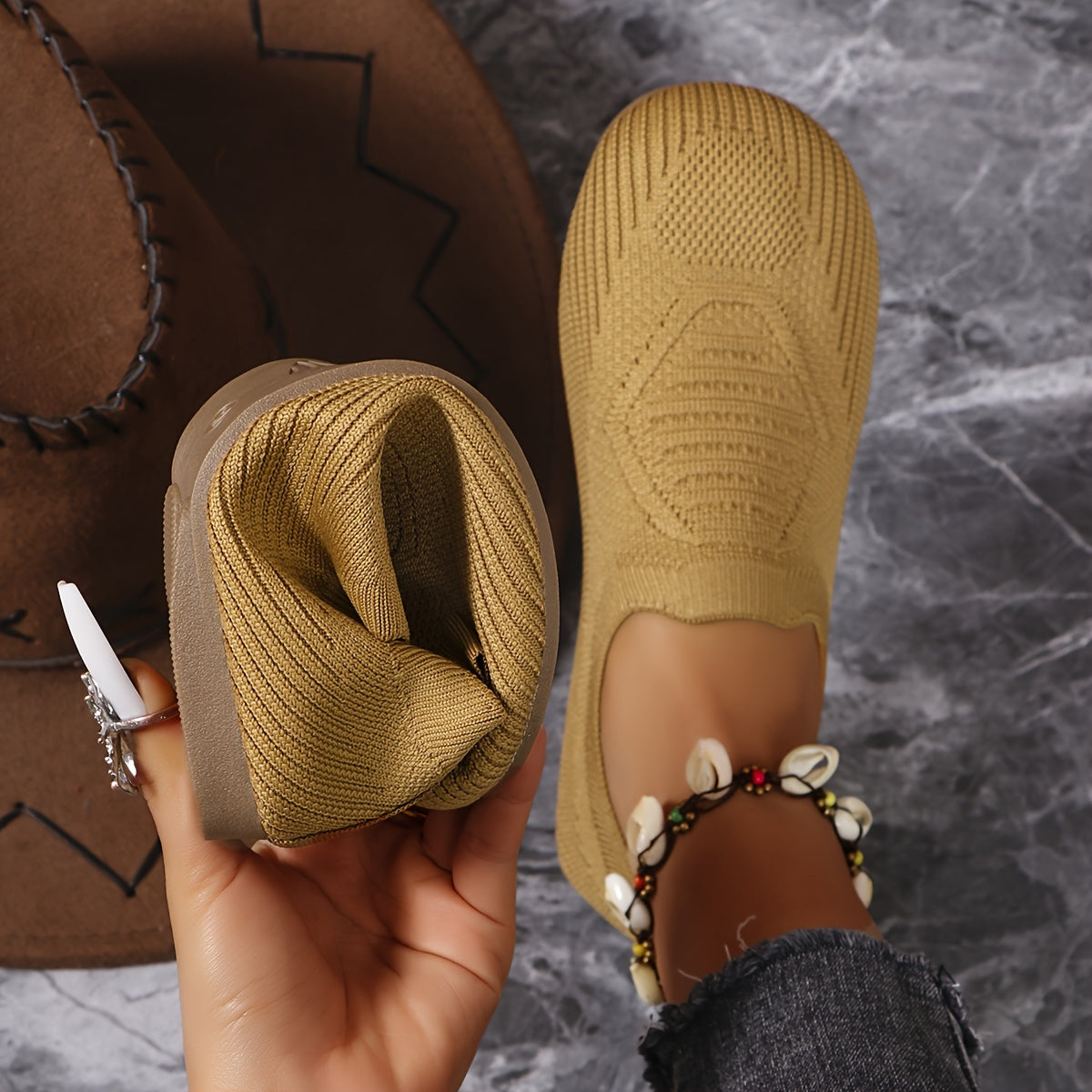Women's Round-Toe Woven Flat Shoes, Casual, Outdoor, Soft-Sole Flat Shoes, Women Shoes