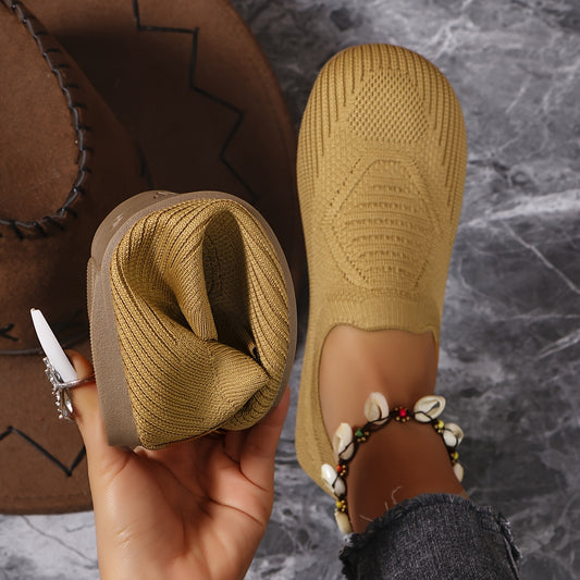 Women's Round-Toe Woven Flat Shoes, Casual, Outdoor, Soft-Sole Flat Shoes, Women Shoes