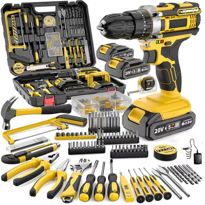 20V Industrial Electric Cordless Impact Drill, Drilling Concrete Walls, Powerful Performance, Easy to Drill Holes, Can Tighten Screws, 3/8-inch Keyless Chuck, 18+3 Torque Setting, Built-in LED Light, 35Nm Maximum Torque, 2.0Ah Battery, Perfect Gift