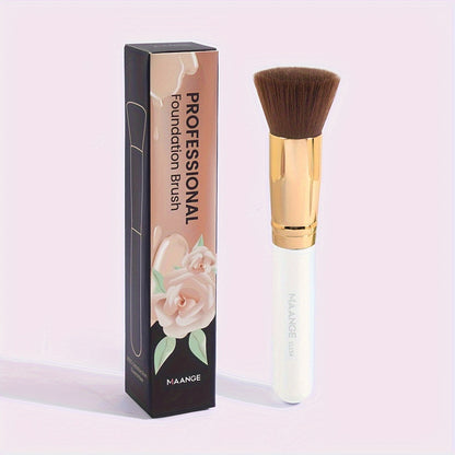 [Soft Nylon Foundation Brush] MAANGE Soft Nylon Foundation Brush | Single-Branch Flat Base, Large Head for Full Coverage & Fast Application - Professional & Everyday Makeup