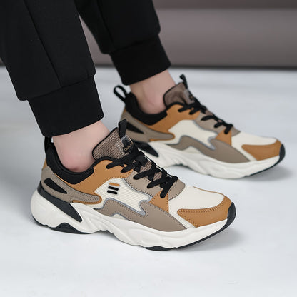New Men's Casual Shoes, Breathable Trendy Design, Thick-Soled Sneakers with Laces, Lightweight, Versatile, Fashionable, Suitable for Outdoor, Casual, Daily Wear, Running, Sports, and Everyday Comfort