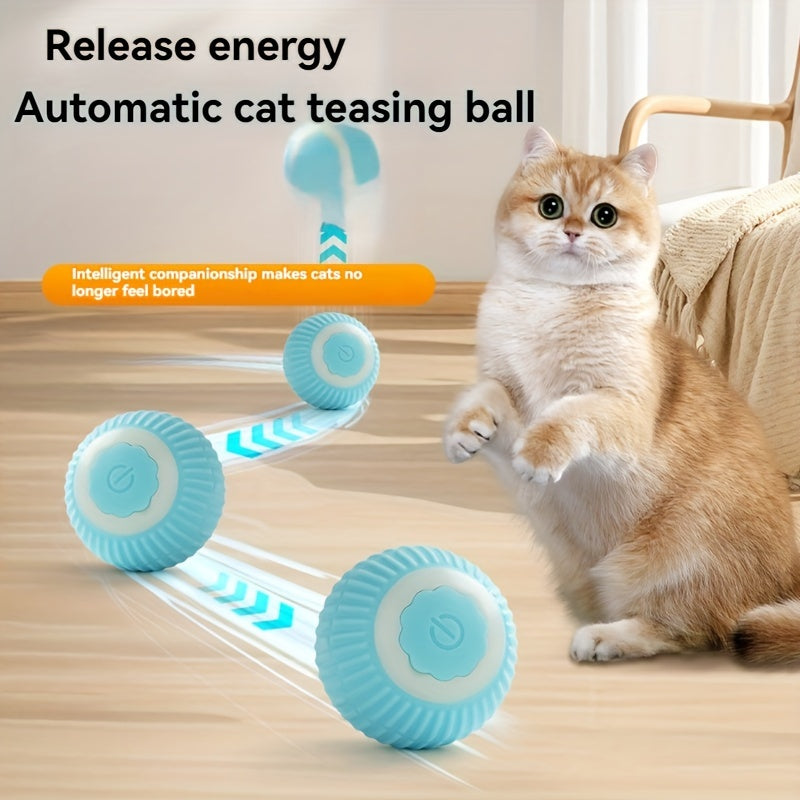 Smart Cat Toy for Self-Entertainment and Teasing, Cat Wand with Intelligent Rolling Ball, Automatic Interactive Cat Ball, Electric Cat Toy