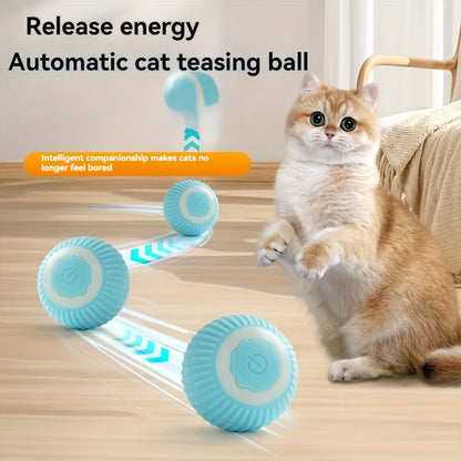 Smart Cat Toy for Self-Entertainment and Teasing, Cat Wand with Intelligent Rolling Ball, Automatic Interactive Cat Ball, Electric Cat Toy