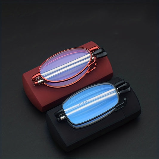 Elegant Reading Glasses, Unisex, Foldable Antenna Frame, Compact Lighter Case Design, Christmas Gifts