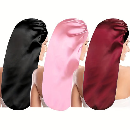 [1pc Satin Sleep Bonnet] 1pc Extra Large Satin Sleep Bonnet for Women - Long Hair Protection for Straight Curly Dreadlock And Braids, Night Cap - Bathroom Accessories