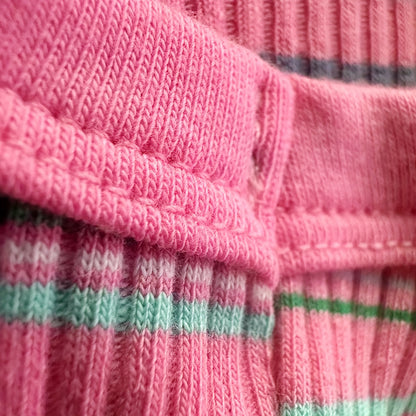 Pink Striped Soft Ribbed Paiaite Dog Vest - Easy Pullover Tank Top for Small to Extra Small Breeds - Hand Wash Only