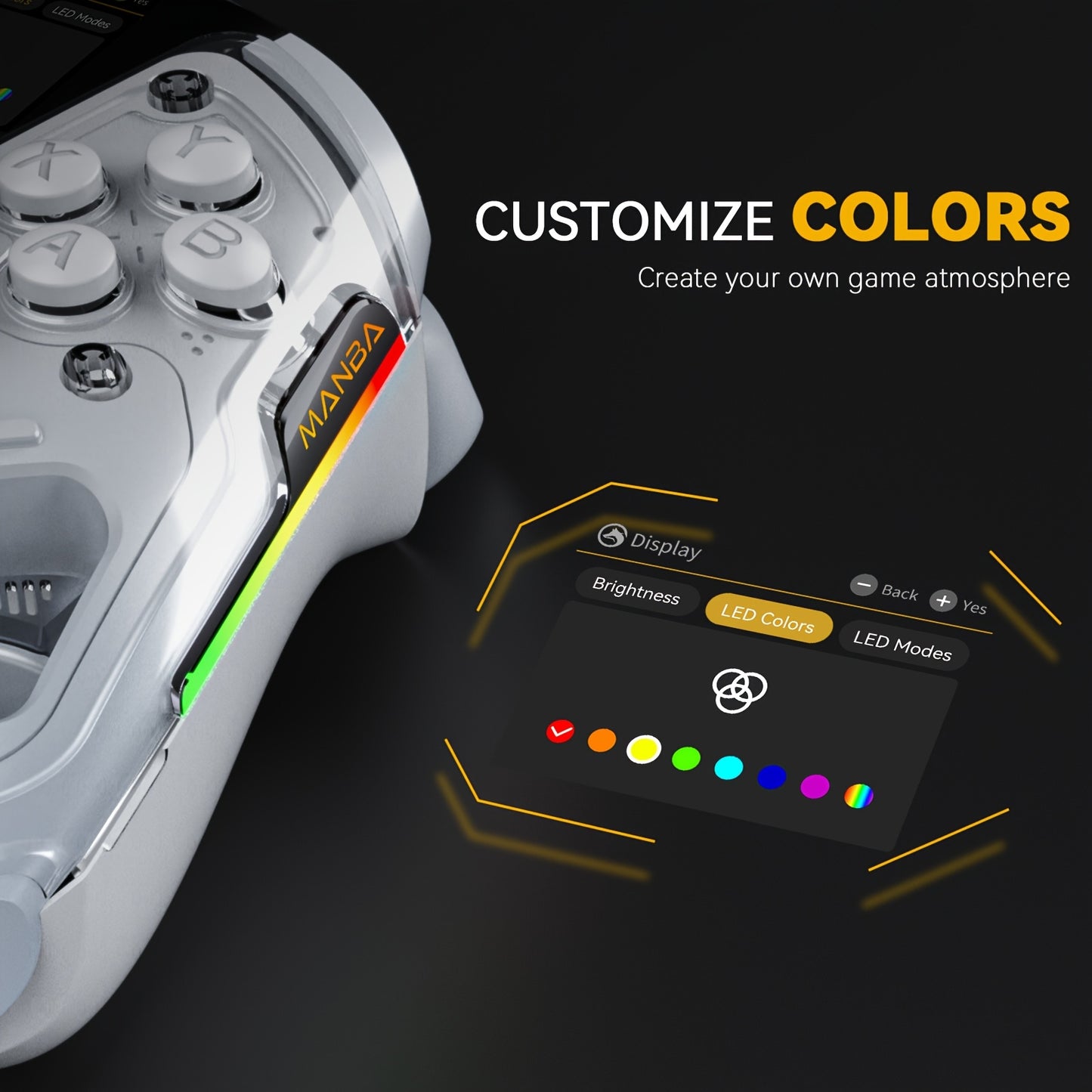 Interactive Screen Wireless Gaming Controller, Hall Effect Stick & Trigger, RGB Lighting, Remappable Buttons, for iOS/Switch/PC/Android/Steam Deck, 1800mAh with Charging Dock-V2, White, (No Drift) 【Notice】Not Compatible with Xbox and PS5