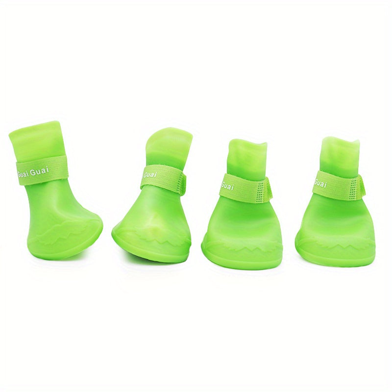 Pet silicone rain boots non-slip waterproof wear-resistant soft bottom can not drop dog shoes small dogs and cats Teddy rain boots