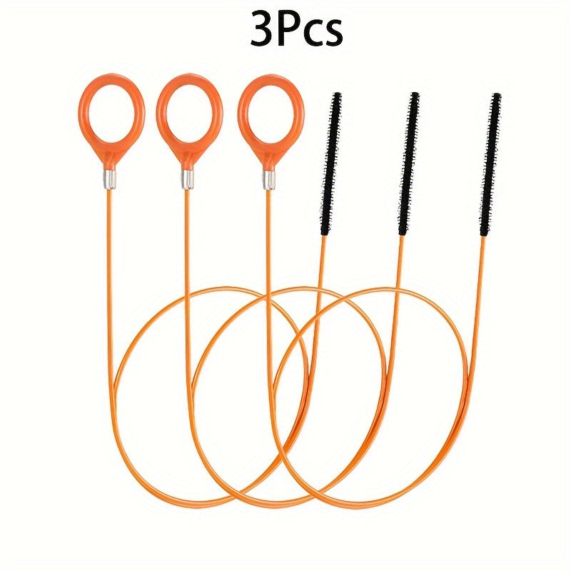 [Extra-Long Drain Hook] 1pc / 3pcs Extra-Long Stainless Steel Drain Hook with Nylon Coating — Suitable for Bathroom Sinks, Bathtubs, and Showers